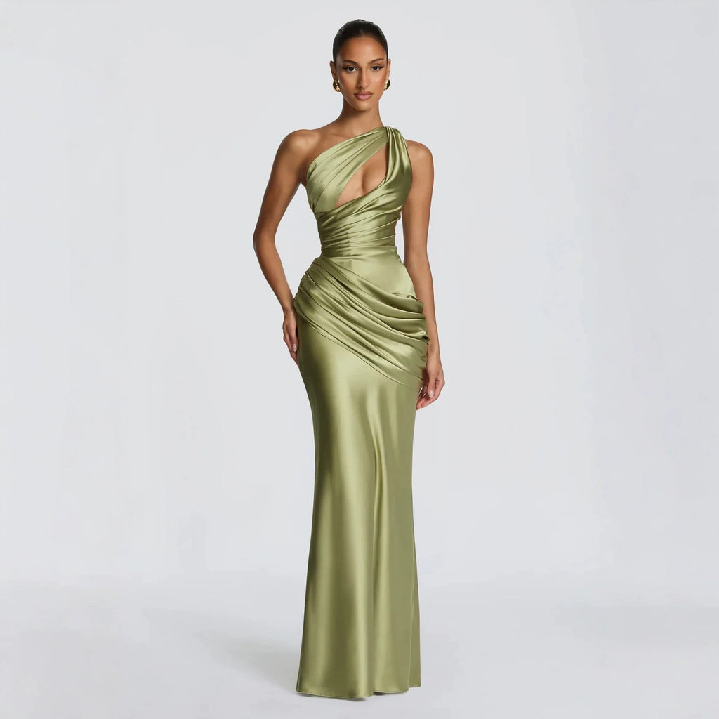 Satin Asymmetric Evening Gown